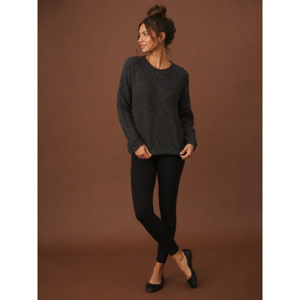 Anthropologie Oversized Sweater Size XL Dark Gray Pullover Relaxed Casual Chic